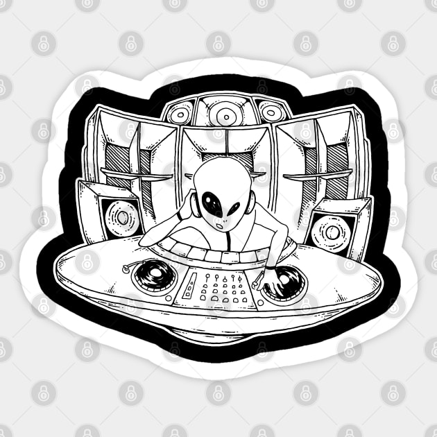 Rave Alien Vinyl DJ Mixing Producer Sticker by T-Shirt Dealer